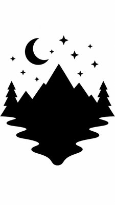 a tranquil mountain lake beneath a starry night sky, no people, no text