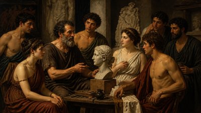 ancient greek sculptor with his models
