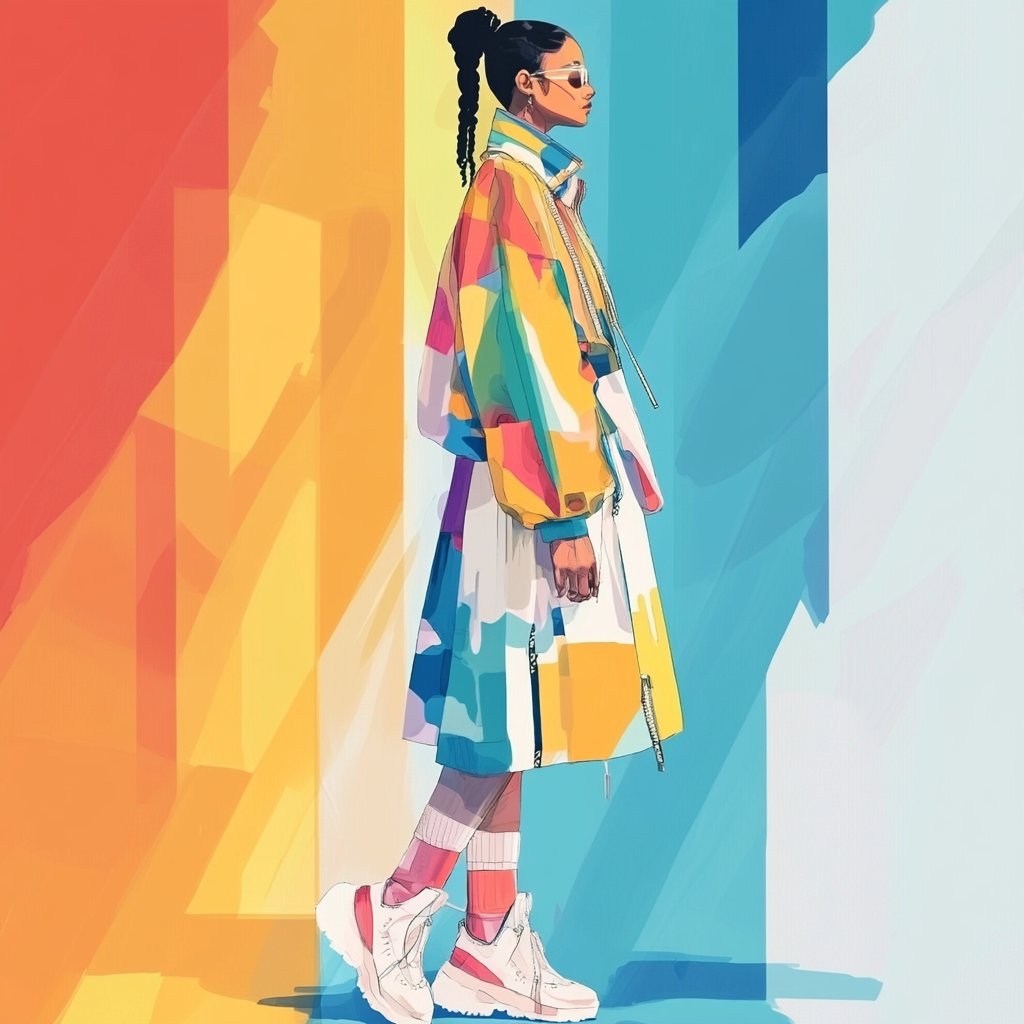 Fashion design inspired by Superflat aesthetics in the art style of Superflat --v 6.1