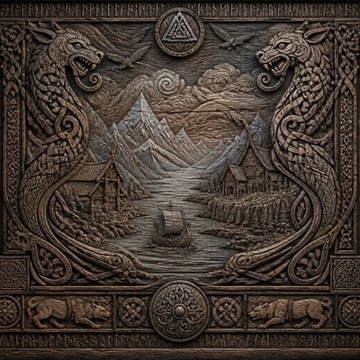 wide landscape with natural scenery — Viking Art Style