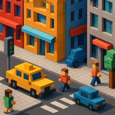 urban street with city activity