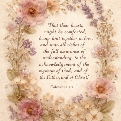 “That their hearts might be comforted, being knit together in love, and unto all riches of the full assurance of understanding, to the acknowledgement of the mystery of God, and of the Father, and of Christ;” (Colossians 2:2, KJV)
