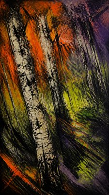 a serene birch forest in soft morning light, no people, no text