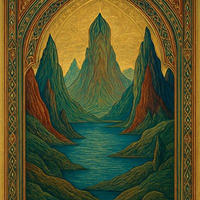 serene landscape with mountains and water