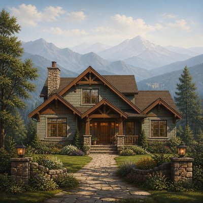 house with front view — Atmospheric Perspective Art Style