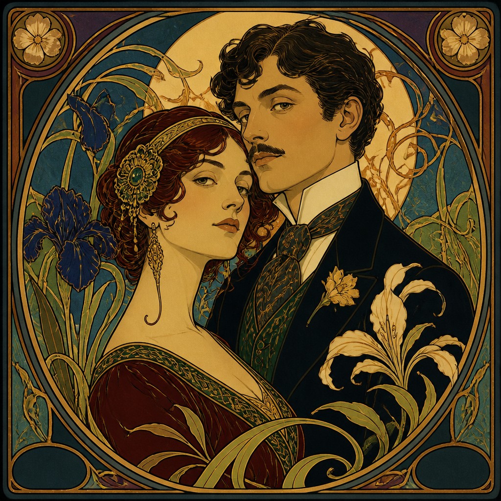 portrait of two people together — Art Nouveau Style