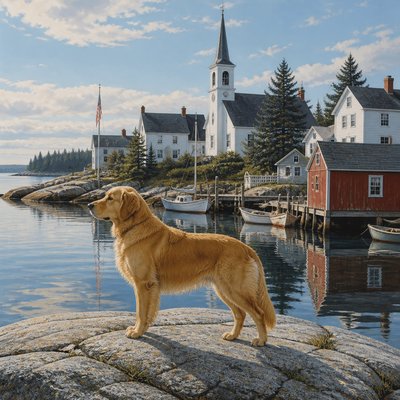 animal standing in natural pose — New England Maritime Art Style