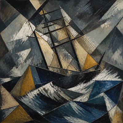 sailing ship on a stormy sea