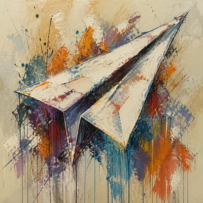 a paper plane, clean minimal composition on a plain background, no text