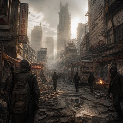 urban street with city activity