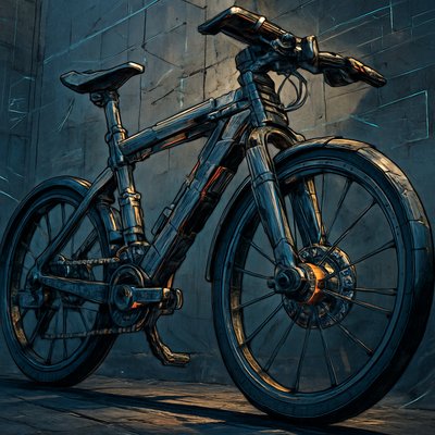 bicyle resting against a wall
