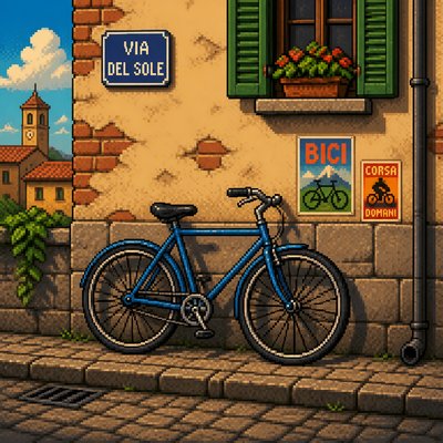 bicyle resting against a wall