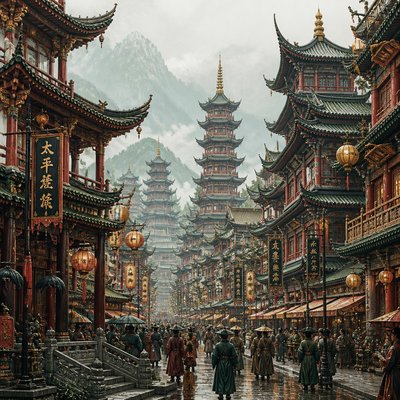 urban street with city activity