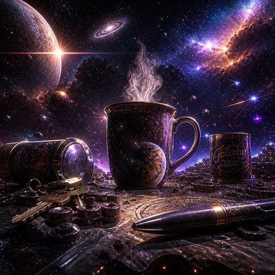still life with everyday objects — Space Opera Sci-Fi Art