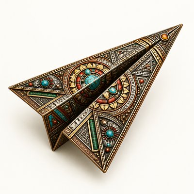 a paper plane, clean minimal composition on a plain background, no text