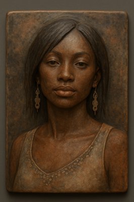 a painting of a woman with earrings on her head