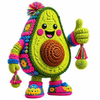 a happy avocado character giving a thumbs up, bold readable design on a plain background, no text