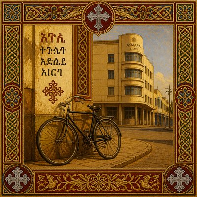 bicyle resting against a wall — Eritrean Art Style