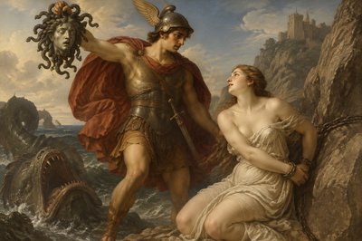 Perseus rescues Andromeda