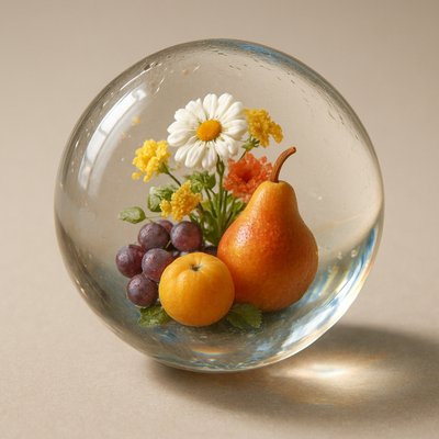 still life arrangement of fruits and flowers