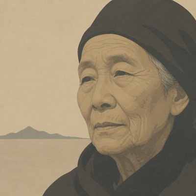 close-up portrait of an elderly person with expressive weathered features