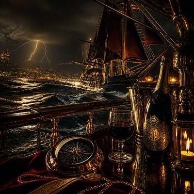 sailing ship on a stormy sea
