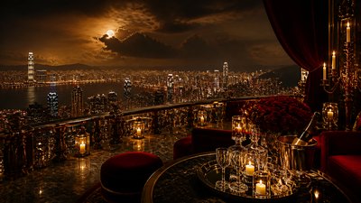 sweeping panoramic landscape with a dramatic sky