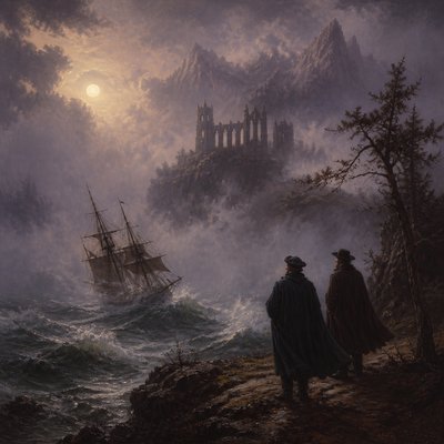 sailing ship on a stormy sea