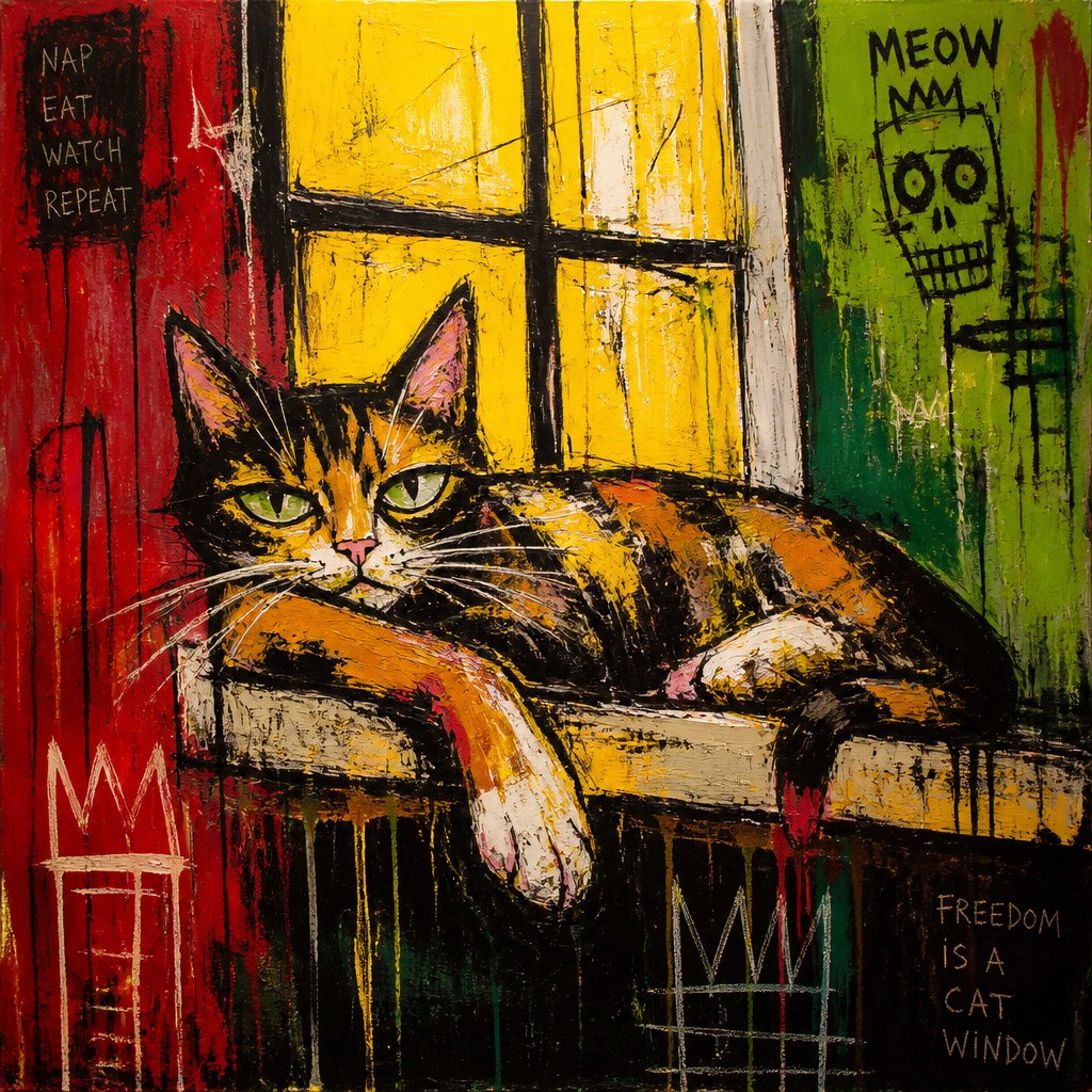 a cat lounging in a sunlit window