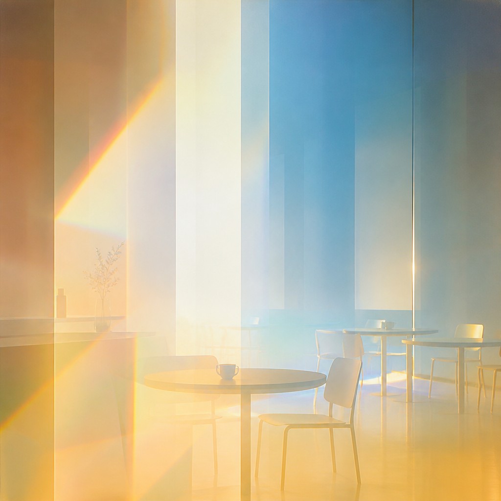 cozy cafe interior with warm lighting