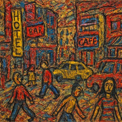 urban street with city activity