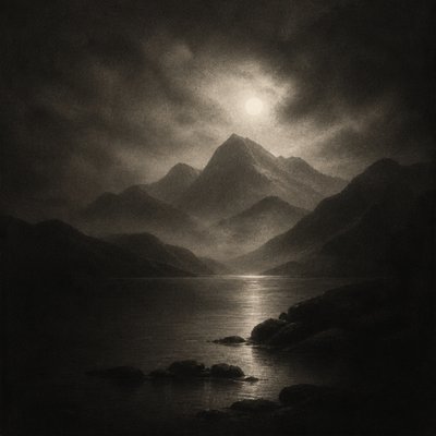 serene landscape with mountains and water