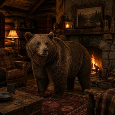 animal standing in natural pose — Rustic Cabin Interior Design