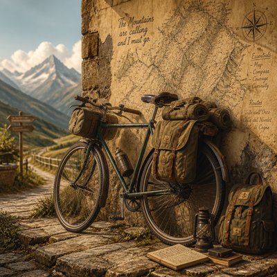 bicyle resting against a wall — Adventurecore Aesthetic