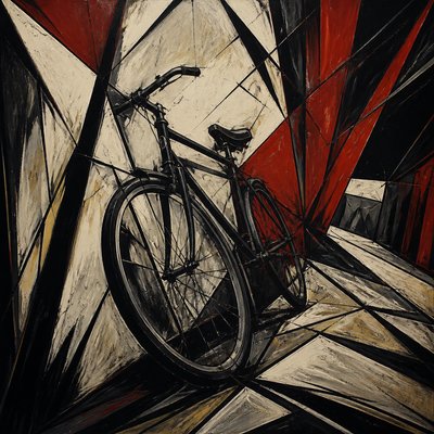 bicyle resting against a wall — Tension Art Style