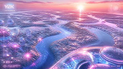 a wide river delta seen from above at sunset, no people