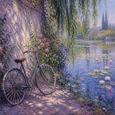 bicyle resting against a wall