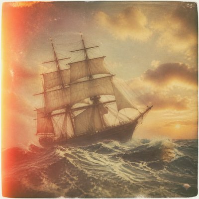 sailing ship on a stormy sea