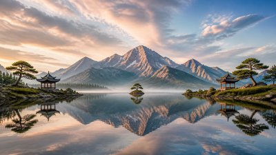 sweeping panoramic landscape with a dramatic sky