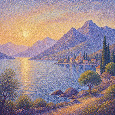serene landscape with mountains and water