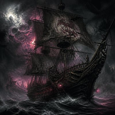 sailing ship on a stormy sea