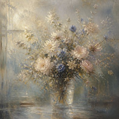 bouquet of flowers in a glass vase