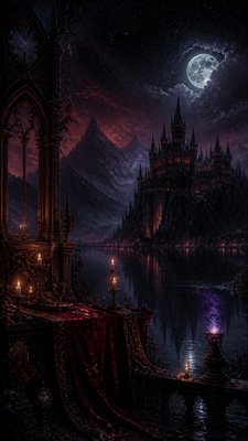 a tranquil mountain lake beneath a starry night sky, no people, no text