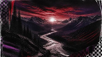 a vast valley with a river winding toward distant mountains at sunrise, no people, no text