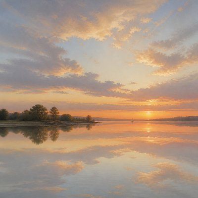 wide landscape with natural scenery — Luminism Art Style