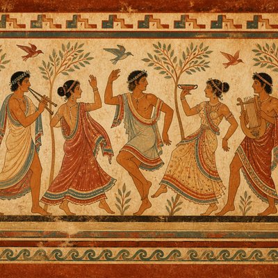 wide landscape with natural scenery — Etruscan Art Style