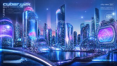 a city skyline panorama at dusk with glowing windows, no people