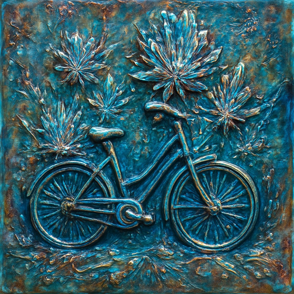 bicyle resting against a wall