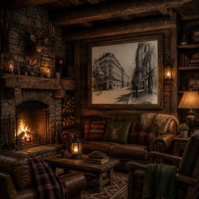Rustic Cabin Interior Design Style Transfer Example