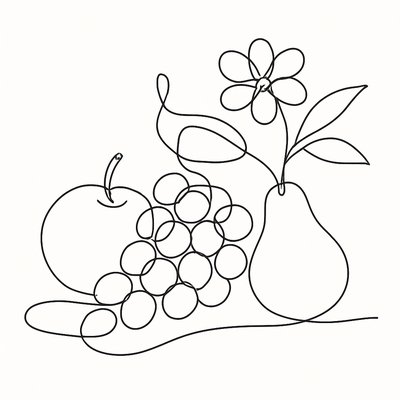 still life arrangement of fruits and flowers